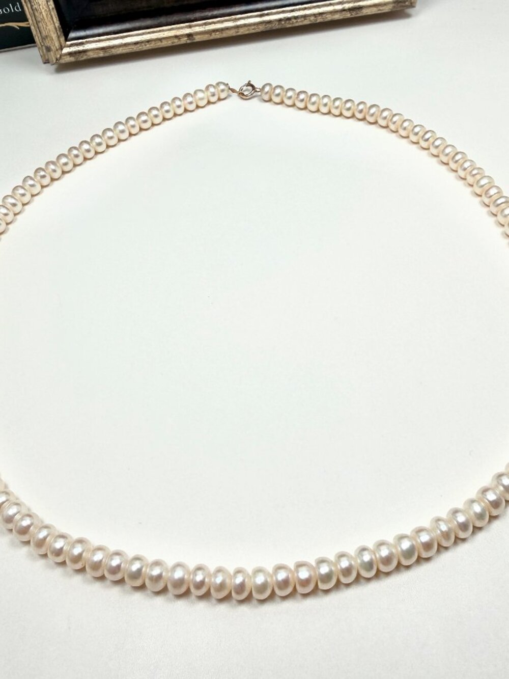 10k Solid Yellow Gold Genuine Freshwater Pearl Necklace (18 inch)